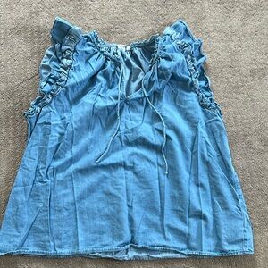 GAP blue ruffle peasant shirt size large